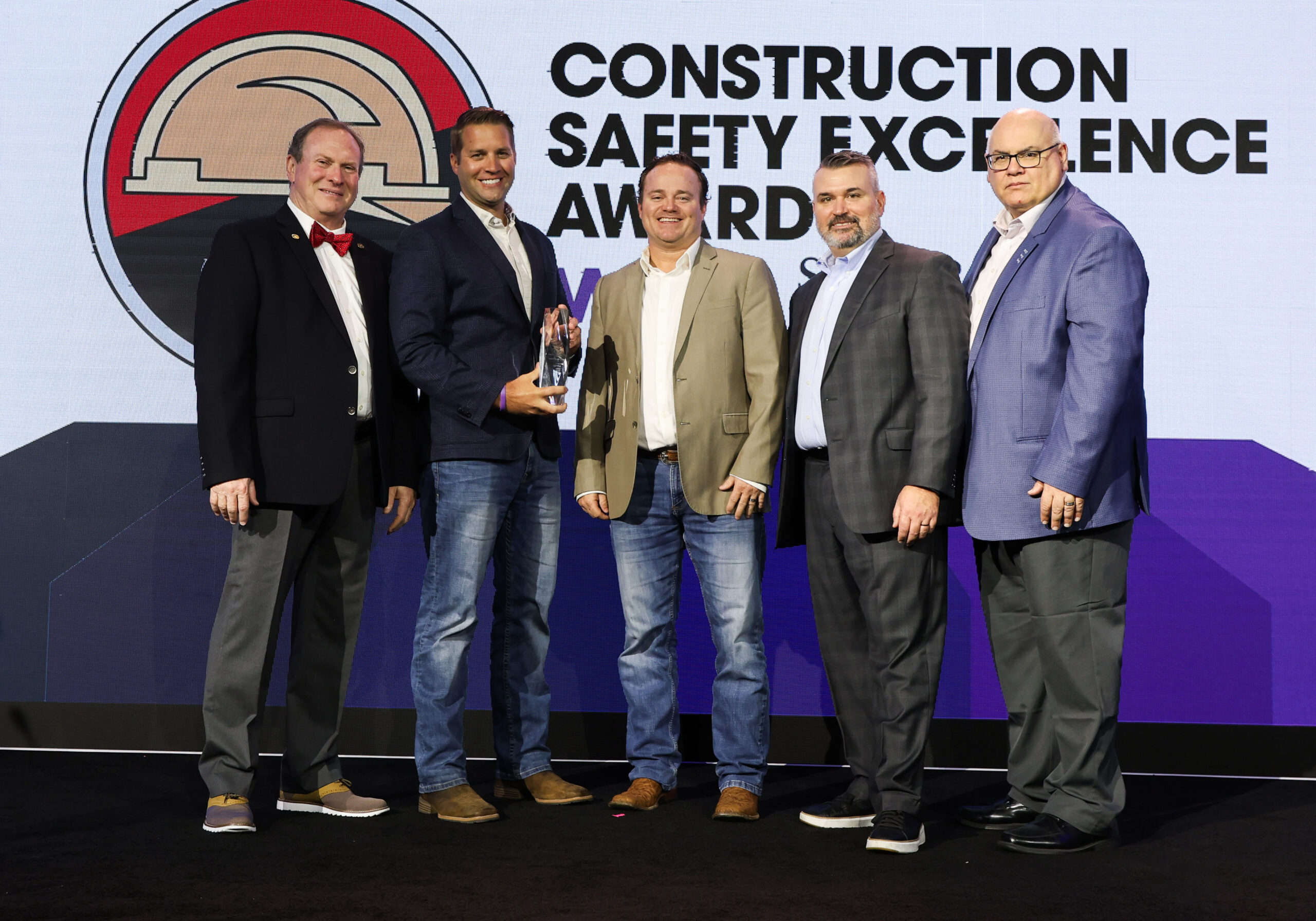 FTI team members accepting AGC’s CSEA for first place in the Specialty Contractors Division (over two million hours category). Pictured from left to right: Todd Roberts, vice president, ERS Inc & 2024 AGC of America President; Chris Jansen, FTI executive vice president; Rocky Rowlett, FTI vice president of safety; Brian J. Poliafico, vice president, profit center manager – Excess Construction, Starr Insurance; Joe Russo, southeast regional construction leader, WTW.