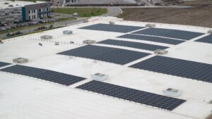 Rooftop solar panels at Excellerate in Olathe, KS