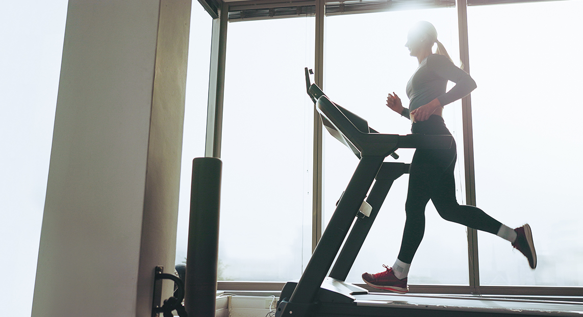 Woman running on treadmill